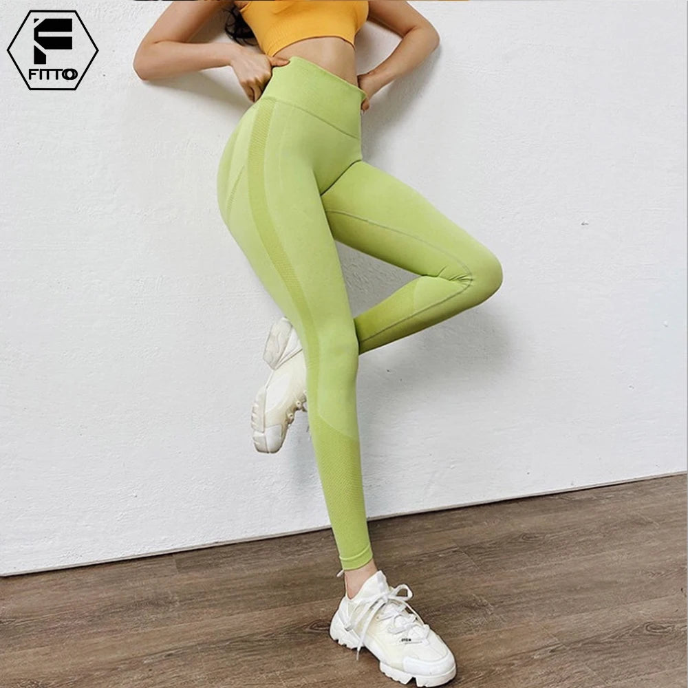 FITTOO Women's Push Up Scrunch Leggings Smile Booty Enhance Dotted Breathable Yoga Pants Seamless Workout Clothes Gym Clothing