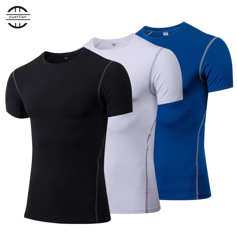 Quick Dry Sport Shirt Men Running Fitness Soccer Basketball Jersey Gym Shirt man Sportswear Compress Tights man's t-shirt