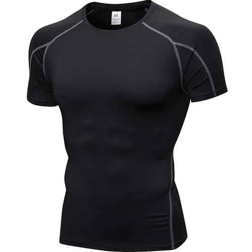 Quick Dry Sport Shirt Men Running Fitness Soccer Basketball Jersey Gym Shirt man Sportswear Compress Tights man's t-shirt