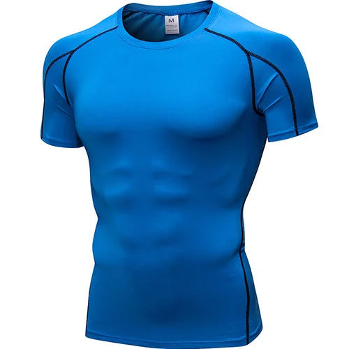 Quick Dry Sport Shirt Men Running Fitness Soccer Basketball Jersey Gym Shirt man Sportswear Compress Tights man's t-shirt