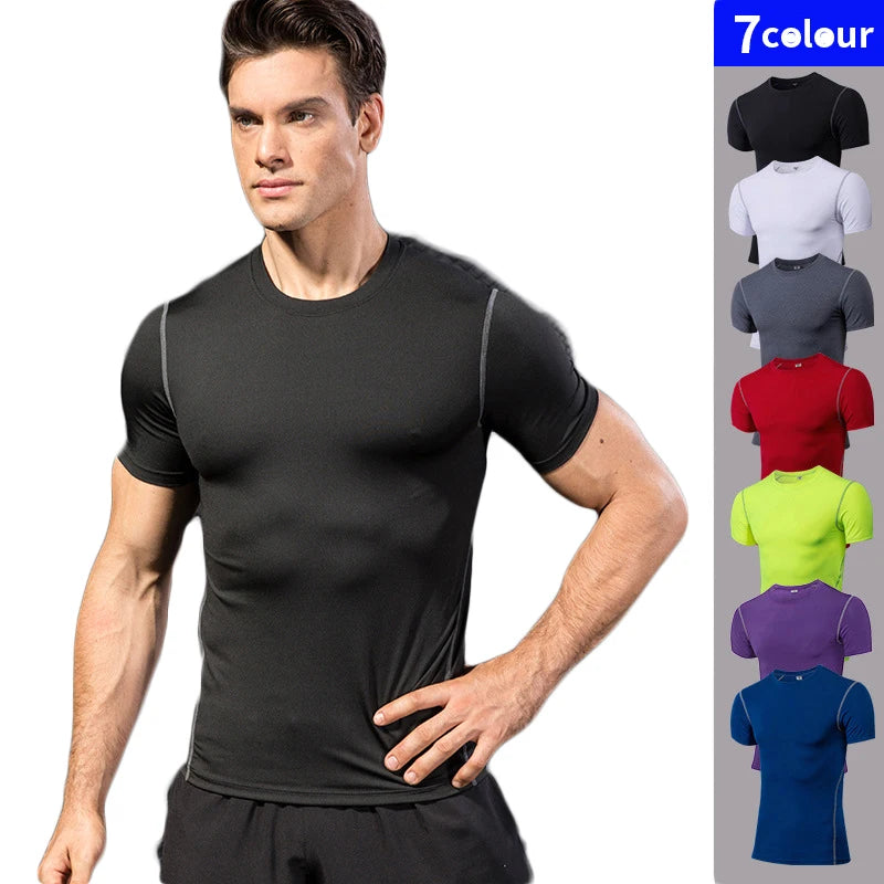 Quick Dry Sport Shirt Men Running Fitness Soccer Basketball Jersey Gym Shirt man Sportswear Compress Tights man's t-shirt