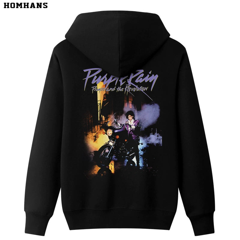 Red and Korean Prince Purple Rain Rock Music Loose Sweater