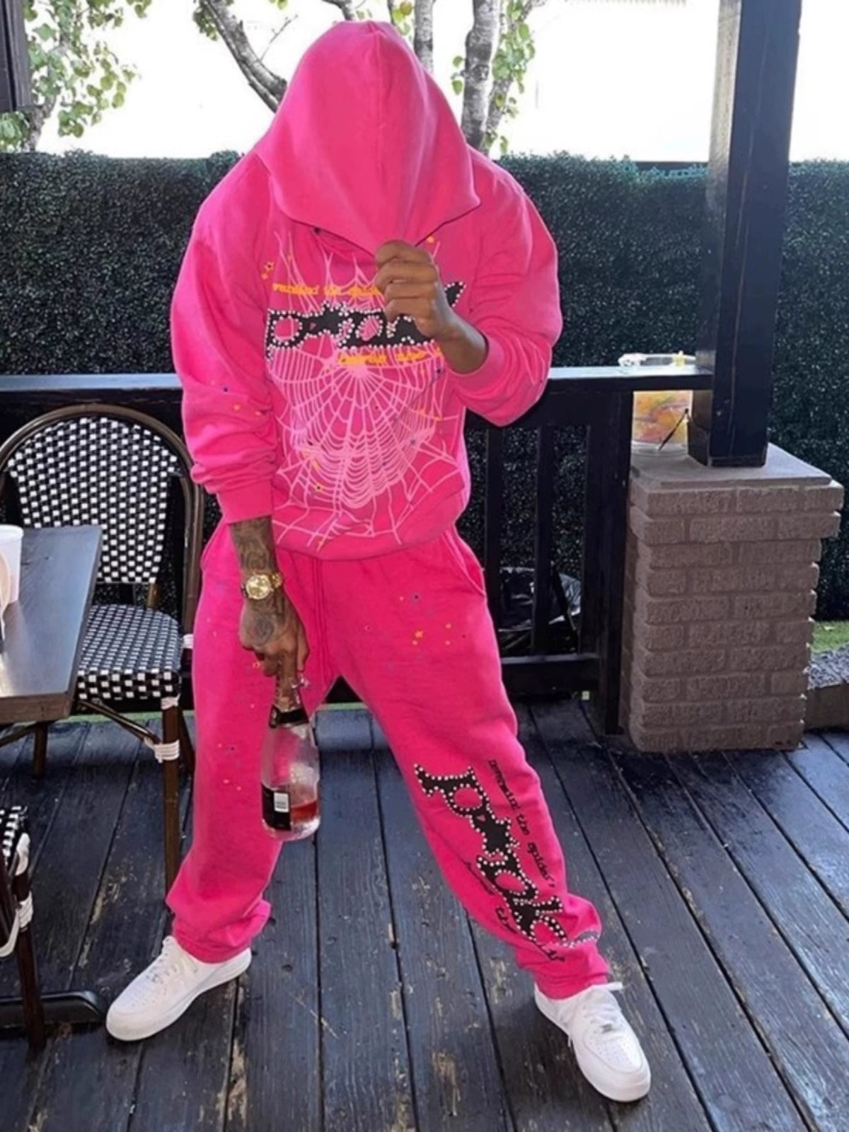 2025 Young Thug American Sp5der 555555 Pink Hoodie Hoodie Sweatshirt Men and Women