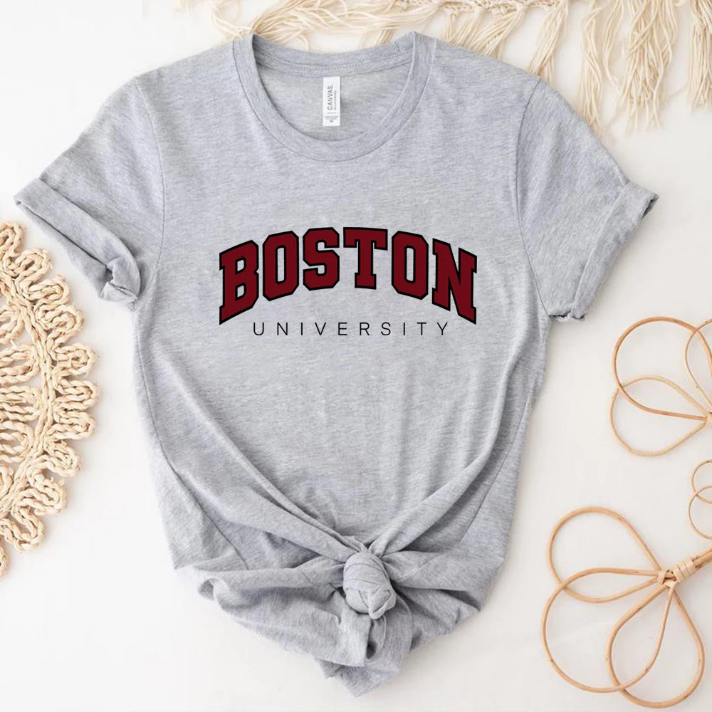 Boston University T Shirt Boston Graphic T Shirts Varsity College University Tshirts Ivy League Shirts Unisex Short Sleeves Tops