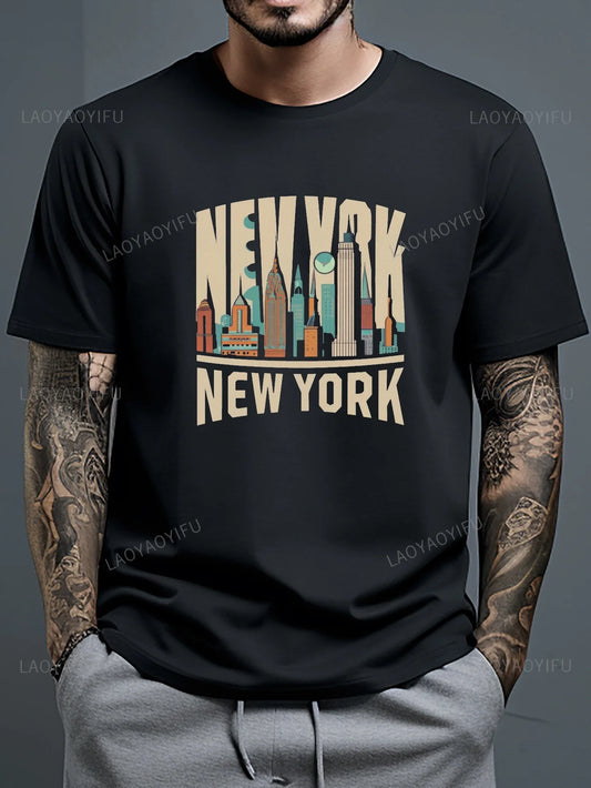 Fashion New York Graphic T Shirts Tees for Men Vintage Casual Short Sleeve T-shirt for Summer Cotton Woman Tops Tee Shirt