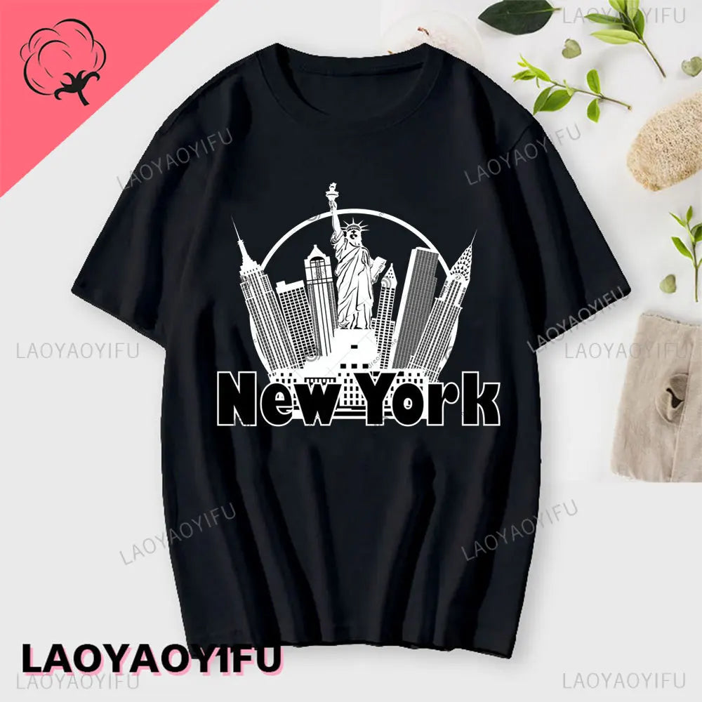 I Love New York Man's Cotton T Shirt NY Heart Souvenir Funny T Shirt Fashion Gift Comics Classic Apparel Streetwear Short-sleev