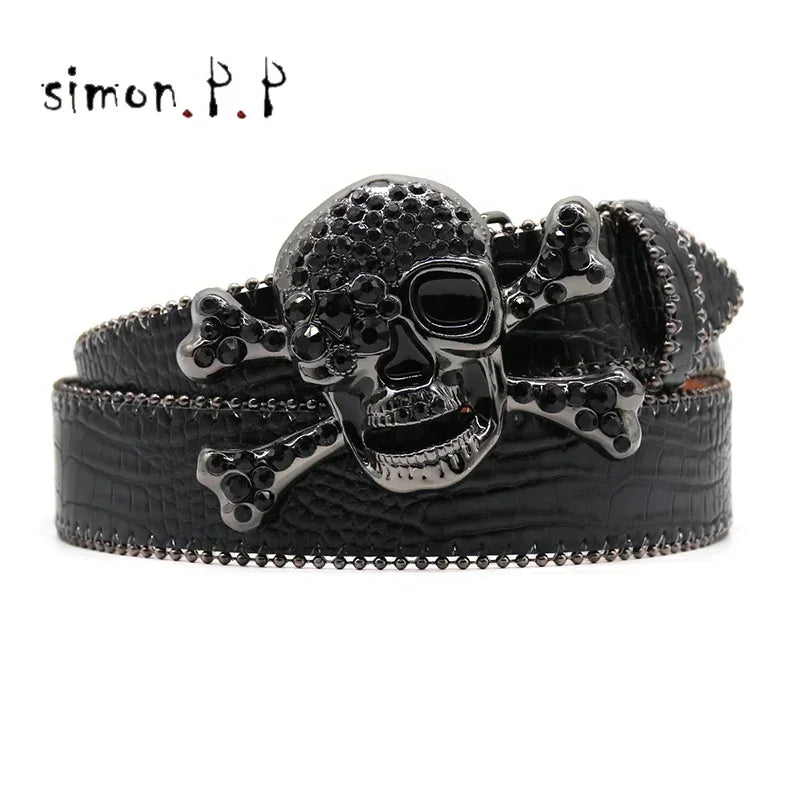 BIG SKULL Rhinestone Western Belts