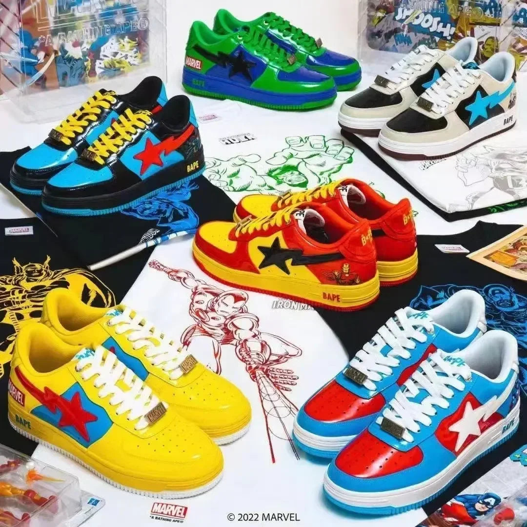 2025 A BATHING APE Men and Women Vibe BapeGoose Sports Sneakers Unisex Air None-Slip Breathable Bapesta Low Outdoor Walking Shoes