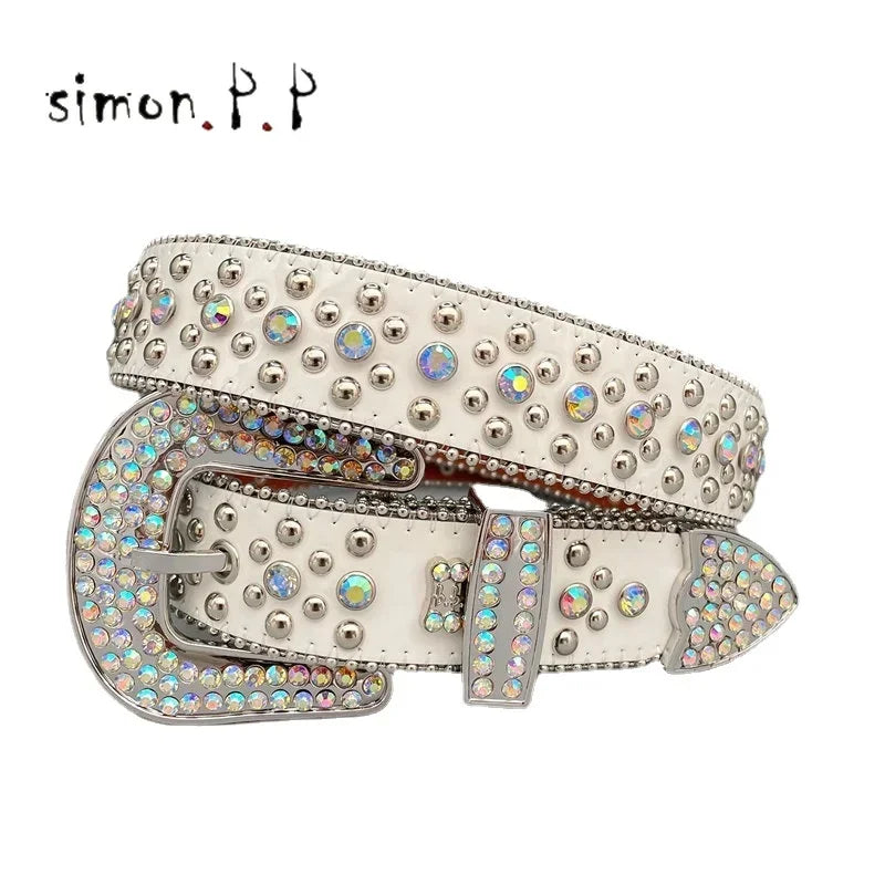 Dark Rhinestone Studded Belt