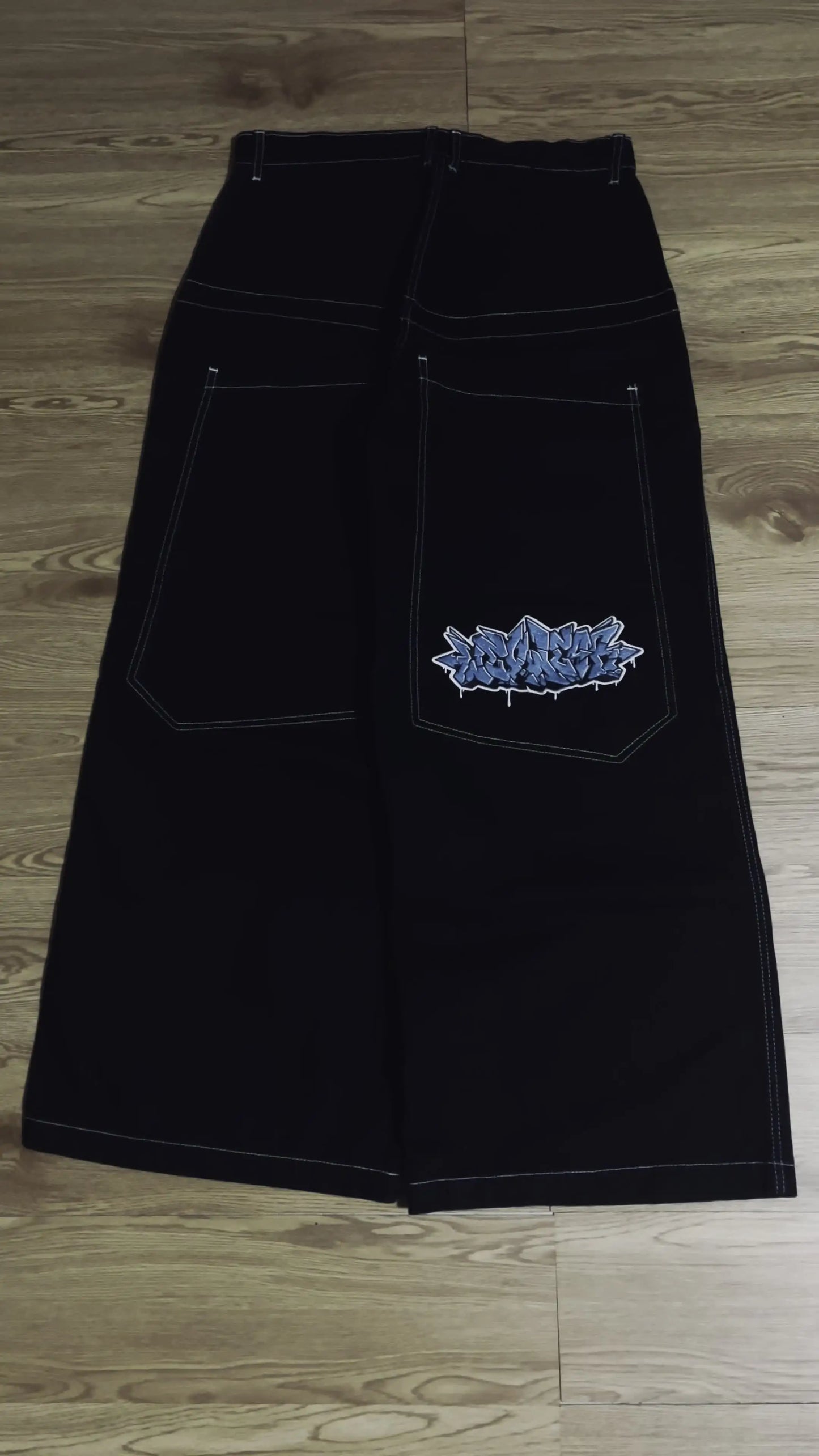 2025 graphic embroidered baggy men jeans streetwear y2k women harajuku high waist wide trouser black skateboard pants