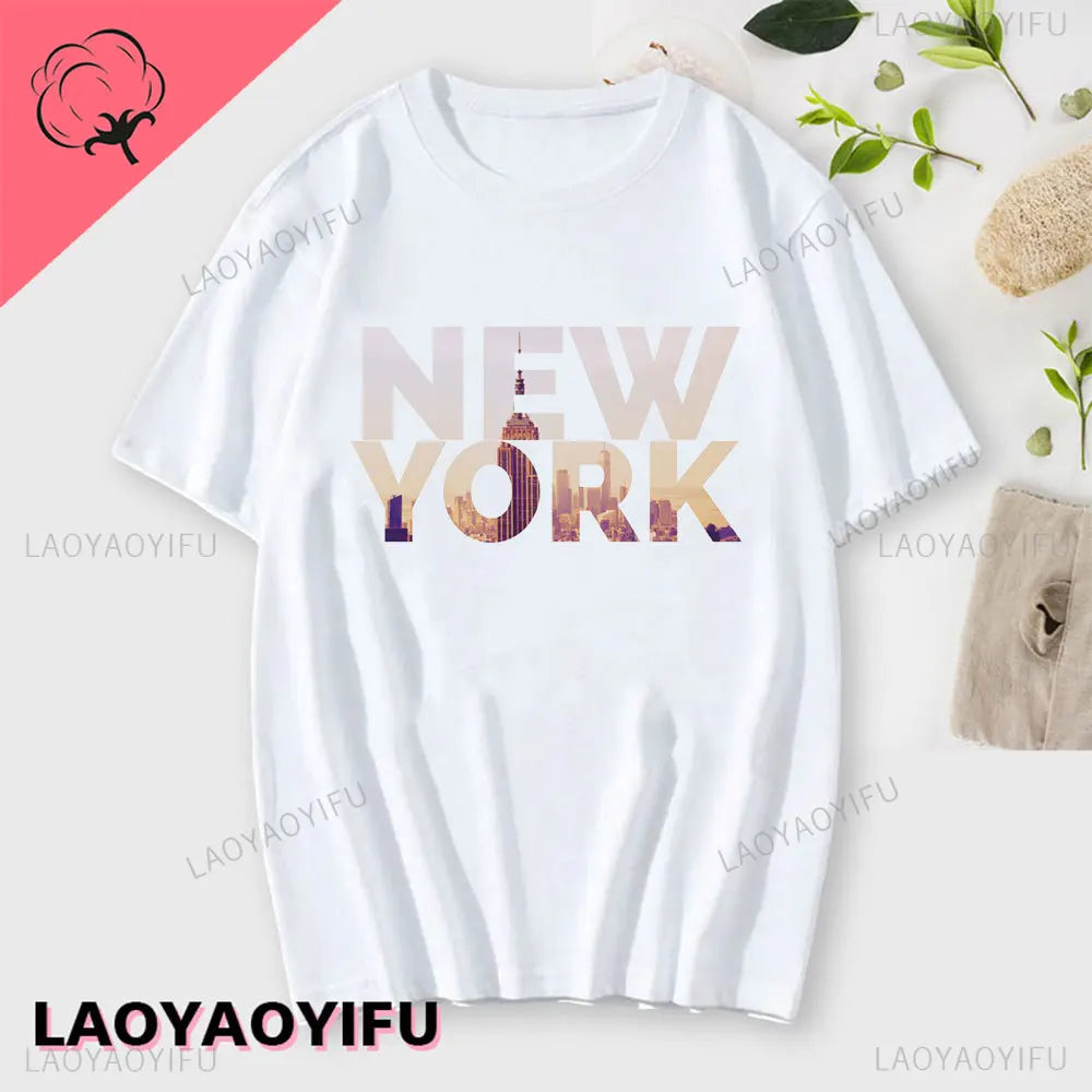 I Love New York Man's Cotton T Shirt NY Heart Souvenir Funny T Shirt Fashion Gift Comics Classic Apparel Streetwear Short-sleev