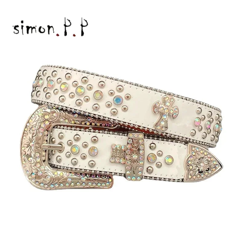 Dark Rhinestone Studded Belt