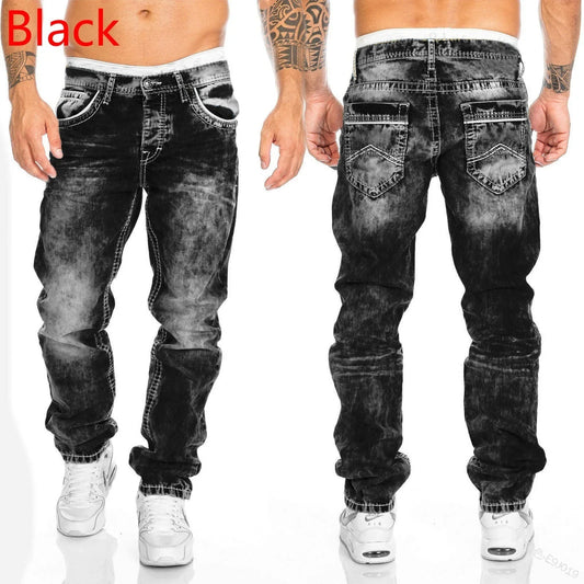 2025 Ripped Patchwork Jeans Skinny Wash Pencil Denim Straight Pants Distressed Ankle Length Punk Style Hip Hop Loose Fit Pockets