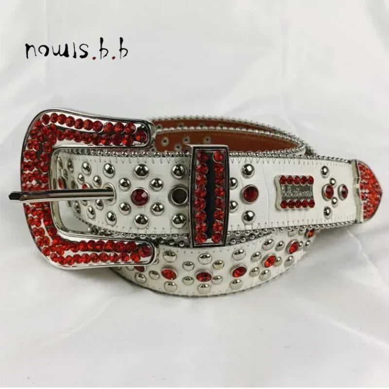 2025 Punk Western Rhinestones Diamond Belts Leather Studded Bing Belt Cinturones Para Mujer Y2K Cowboy Cinto De Strass For Men Women