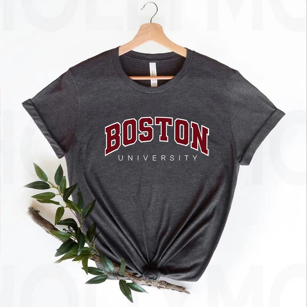 Boston University T Shirt Boston Graphic T Shirts Varsity College University Tshirts Ivy League Shirts Unisex Short Sleeves Tops