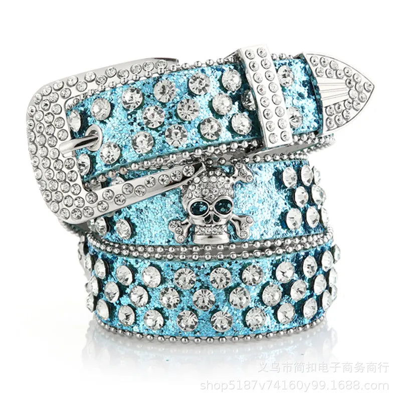 2025 Unisex skull rhinestone belt