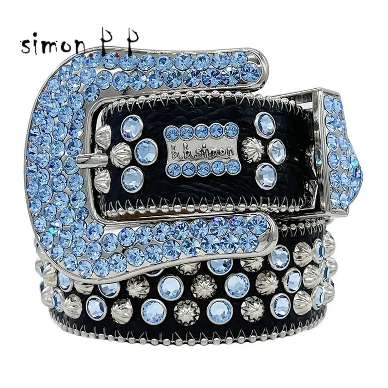 Dark Rhinestone Studded Belt