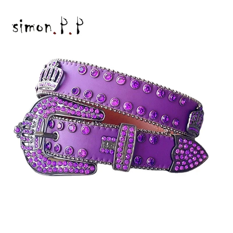 Dark Rhinestone Studded Belt