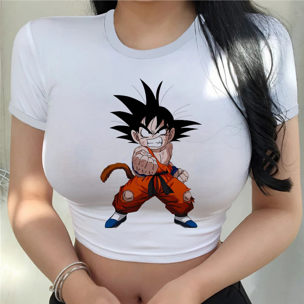 Harajuku New T-shirt Anime Vegeta Top Women Clothing Tops Y2k Fashion Sexy Goku Cool Kawaii Clothes Women's T-shirts Summer 2023