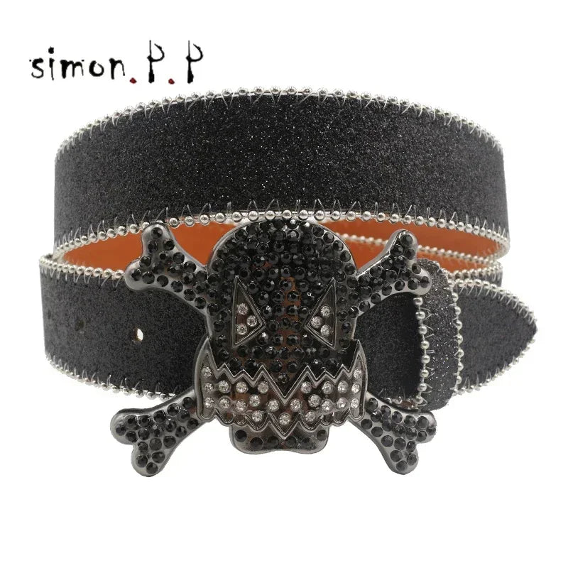 BIG SKULL Rhinestone Western Belts