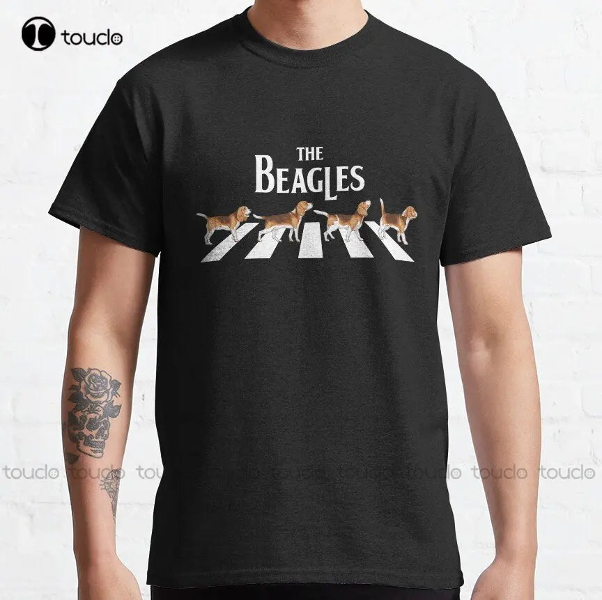 The Beagles - Beagle Dogs On Crosswalk Classic T-Shirt Custom Aldult Teen Unisex Digital Printing Tee Shirts Custom Gift Xs-5Xl