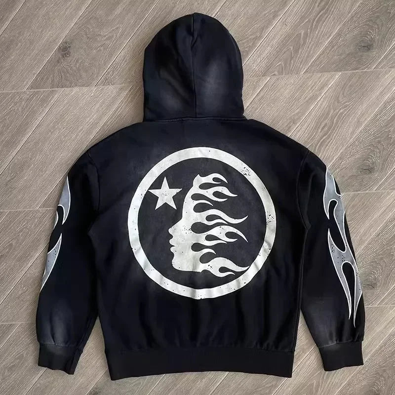 Hellstar Sport Hoodie Groot Logo Wash Water Sport Casual Hoodie Voor Mannen En Vrouwen