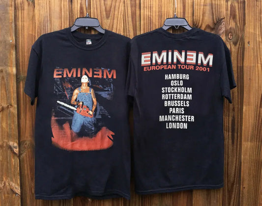 Eminem European Tour 90S Hip Hop Rap Music Tee Promo Rare Hot New Print T Shirt Men Summer Style Fashion Top Tee