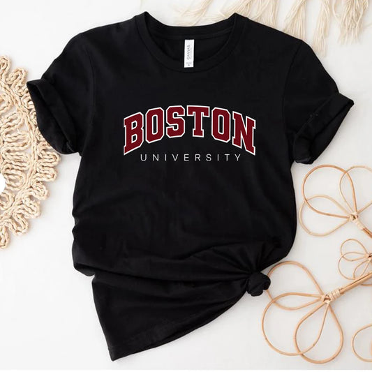 Boston University T Shirt Boston Graphic T Shirts Varsity College University Tshirts Ivy League Shirts Unisex Short Sleeves Tops