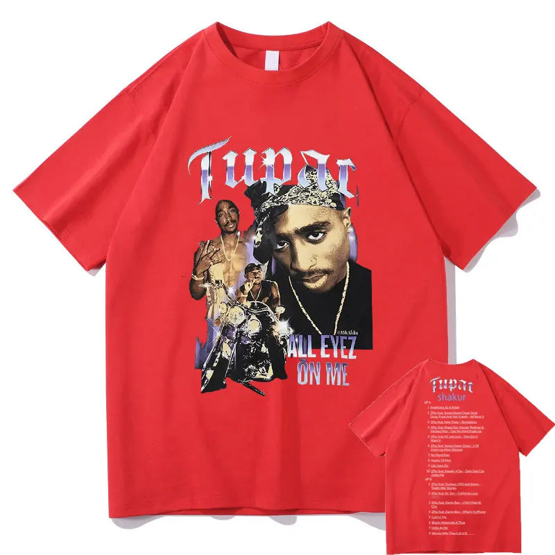 New Rap Tupac 2pac ALL EYEZ Motorbike Vintage Print T Shirt Men Women 100% Pure Cotton T-shirts Playboi Carti Hip Hop Man Tshirt