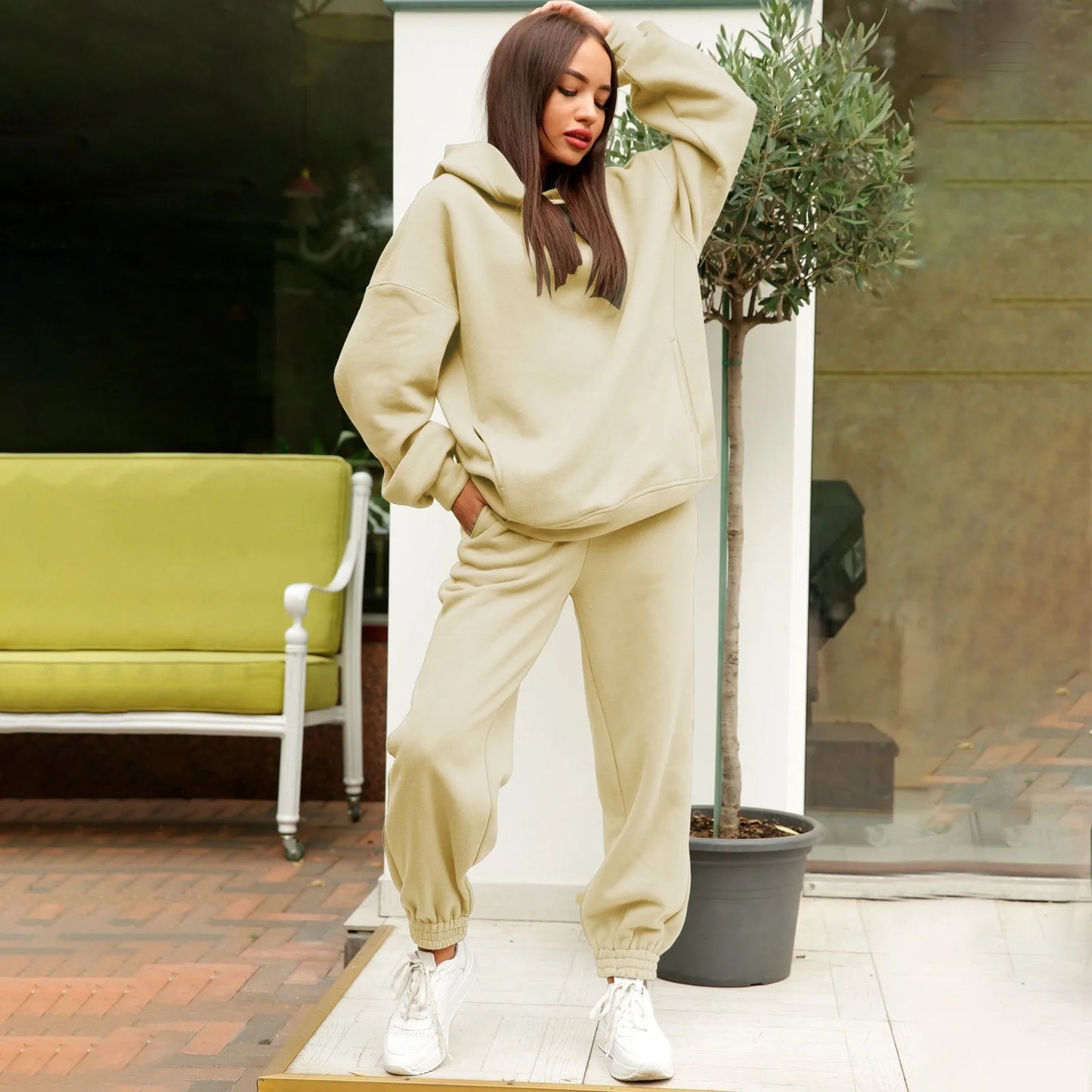 Women's Tracksuit Set 2023 Korean Style Two Piece Set Hoody Top Jogging Pant Training Set Female Sports Track Suits For Fitness