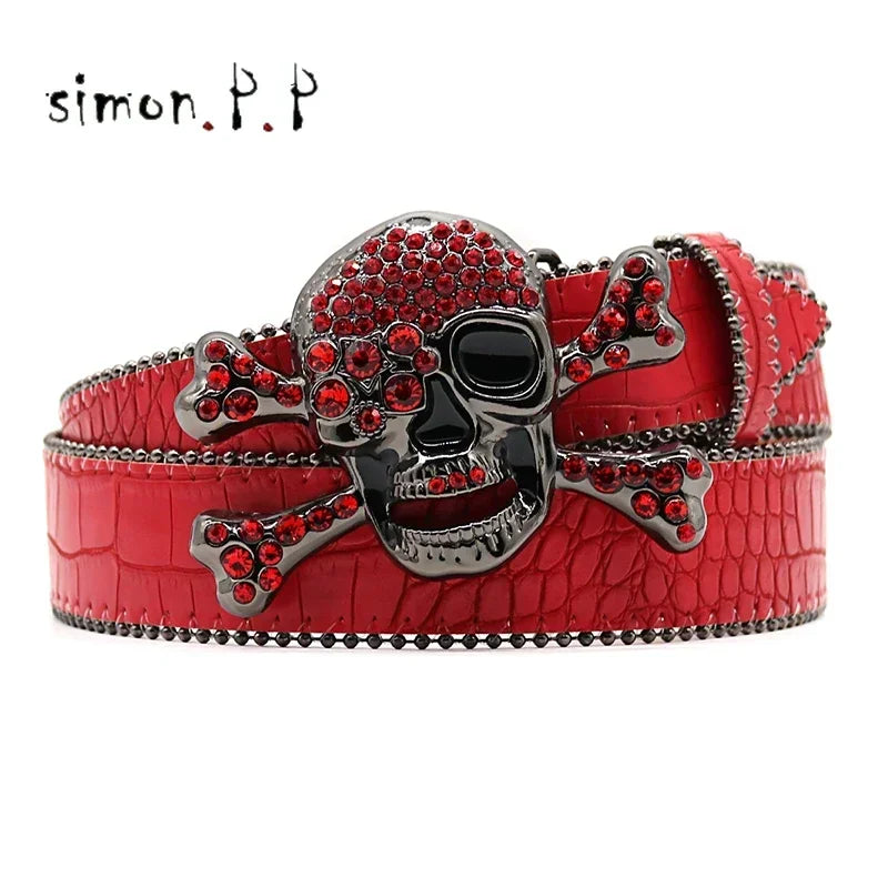 BIG SKULL Rhinestone Western Belts