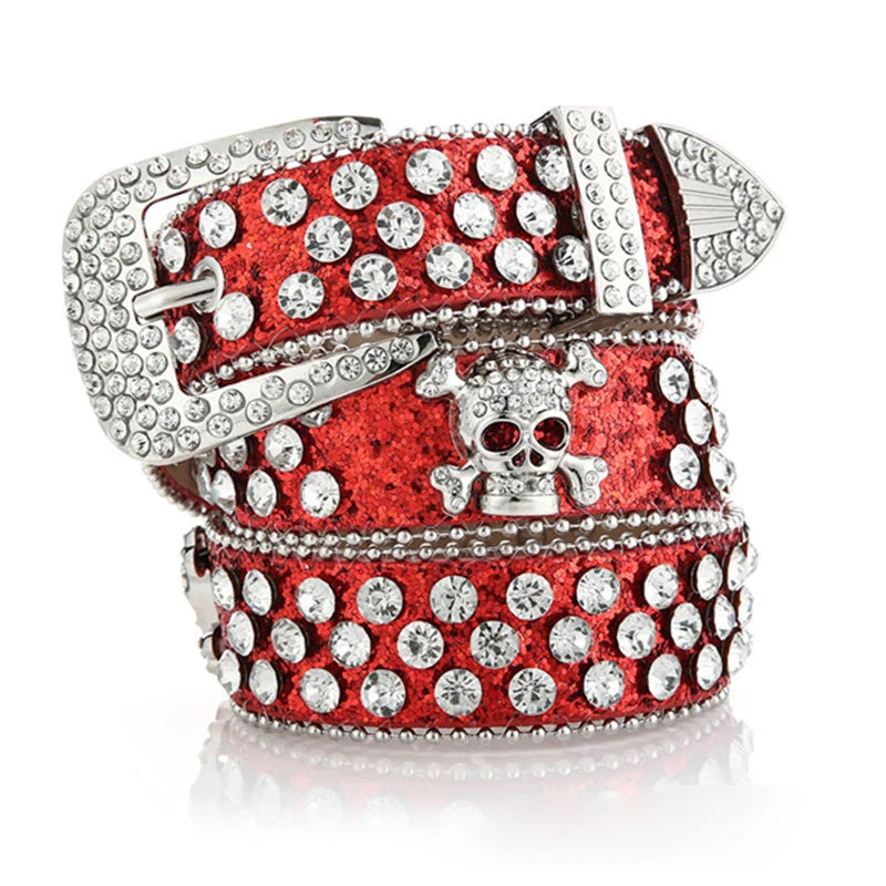 2025 Unisex skull rhinestone belt