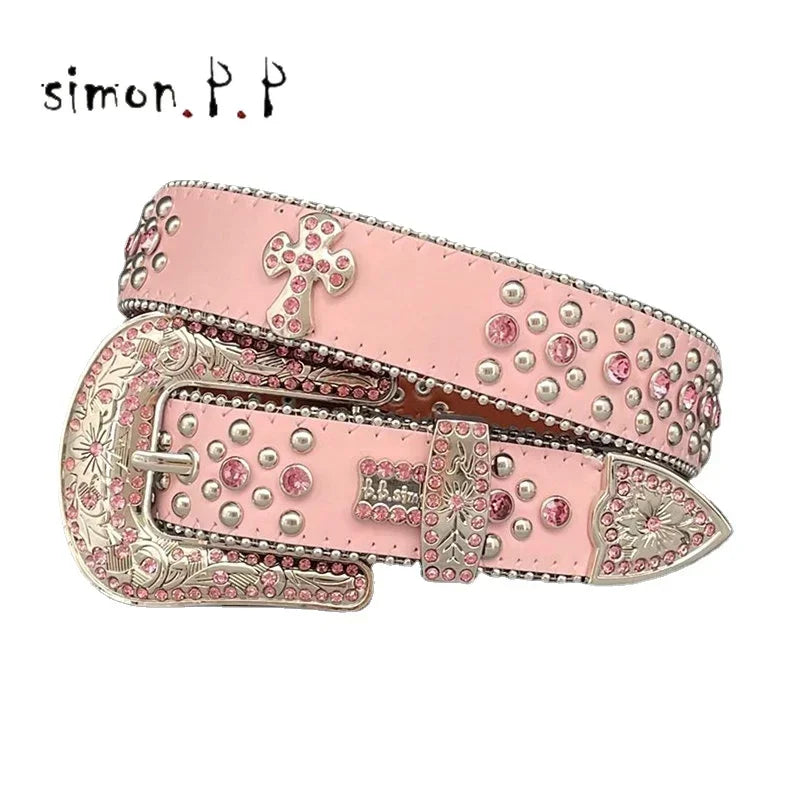 Dark Rhinestone Studded Belt