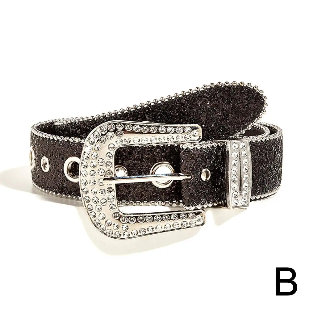 2025 Western Rhinestone Belts Unisex Diamond Strap Cowgirl Cowboy Bling Crystal Wide Buckle Belt