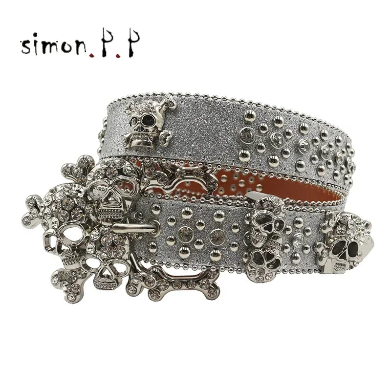 BIG SKULL Rhinestone Western Belts