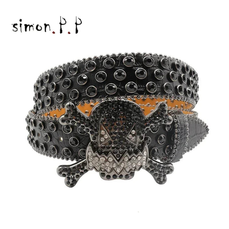 BIG SKULL Rhinestone Western Belts