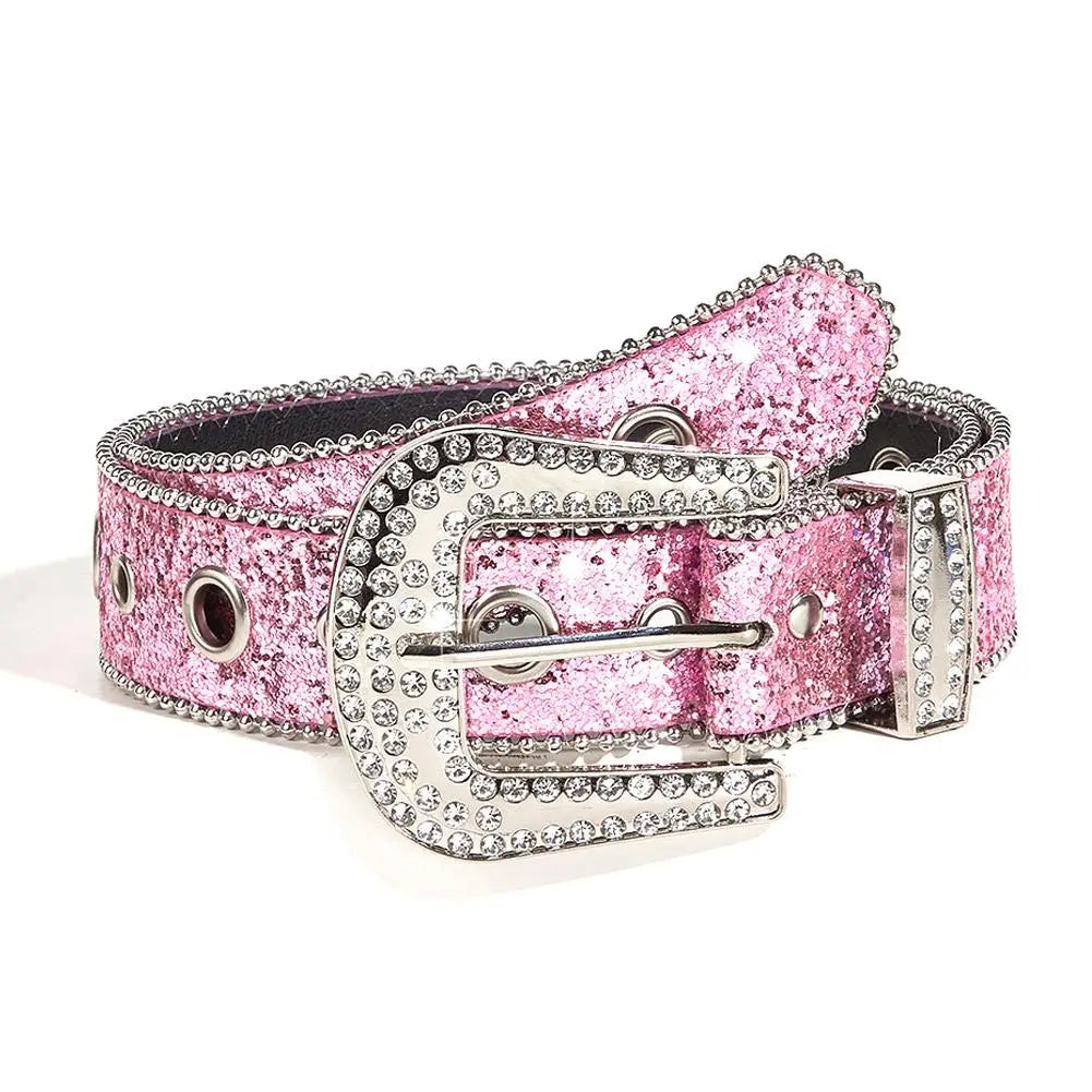 2025 Western Rhinestone Belts Unisex Diamond Strap Cowgirl Cowboy Bling Crystal Wide Buckle Belt