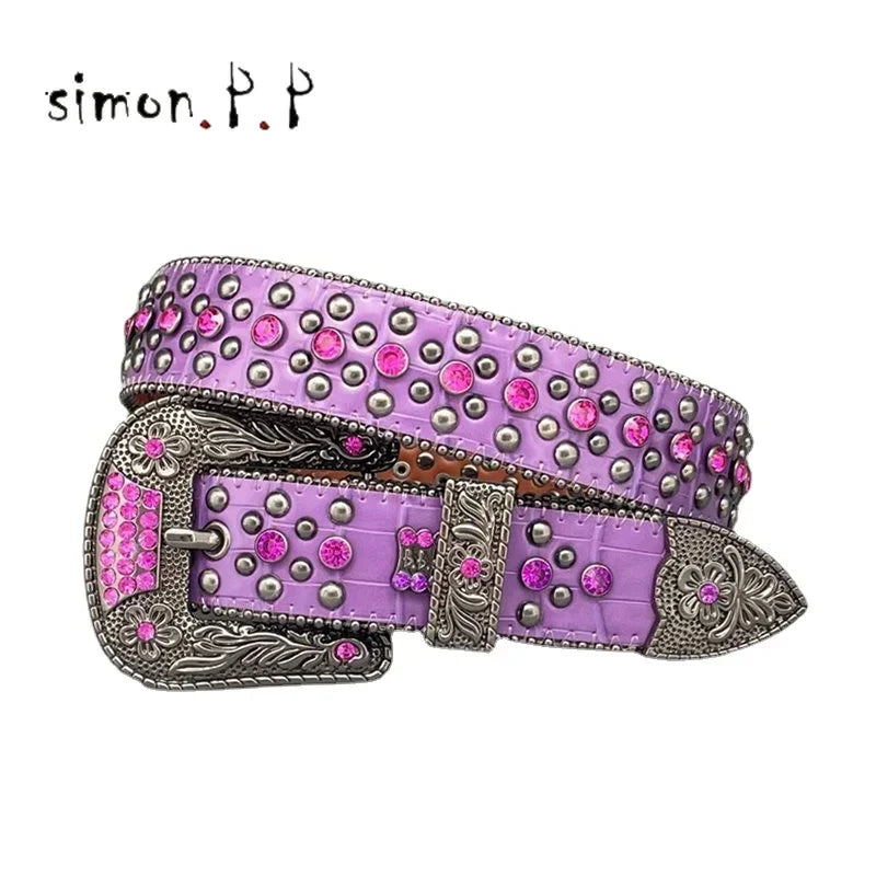 Dark Rhinestone Studded Belt