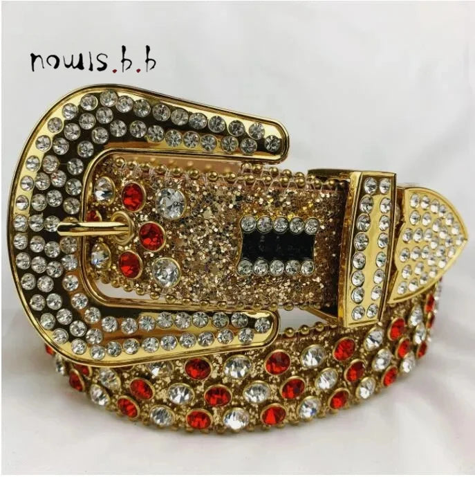 2025 Punk Western Rhinestones Diamond Belts Leather Studded Bing Belt Cinturones Para Mujer Y2K Cowboy Cinto De Strass For Men Women