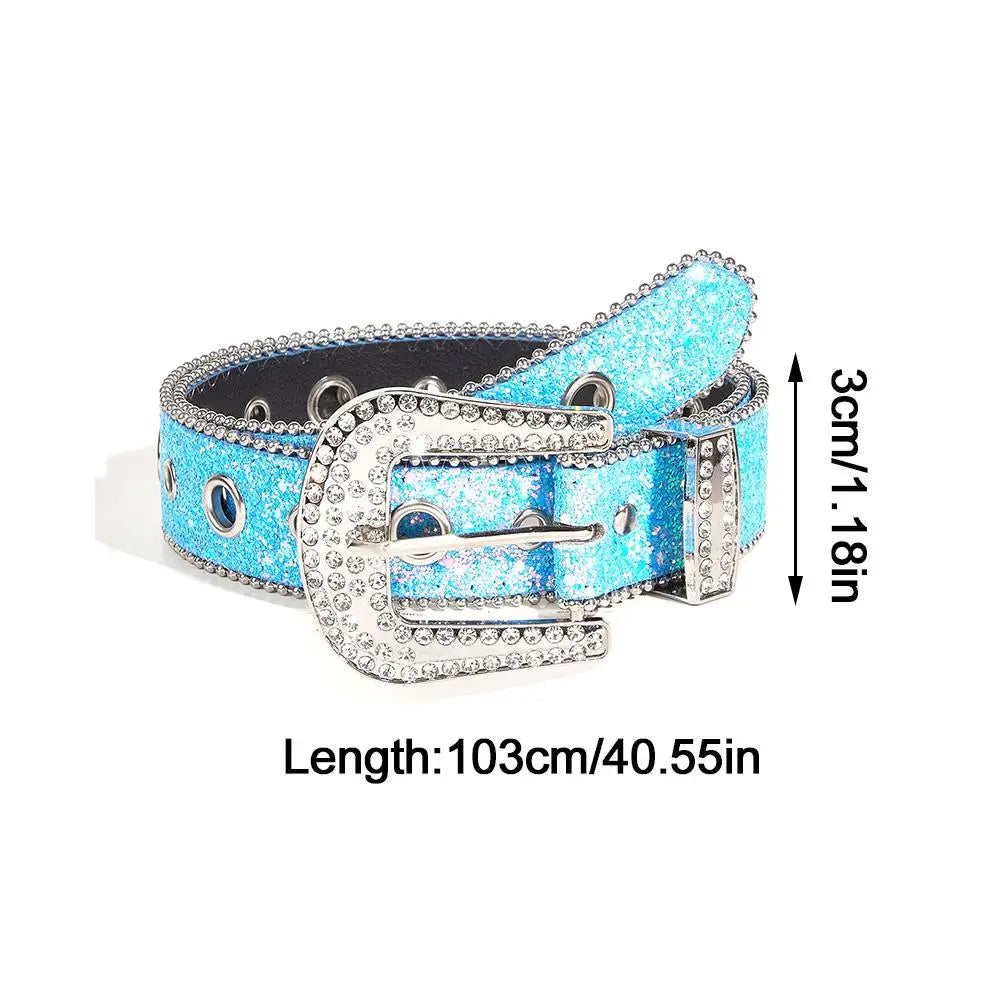 2025 Western Rhinestone Belts Unisex Diamond Strap Cowgirl Cowboy Bling Crystal Wide Buckle Belt