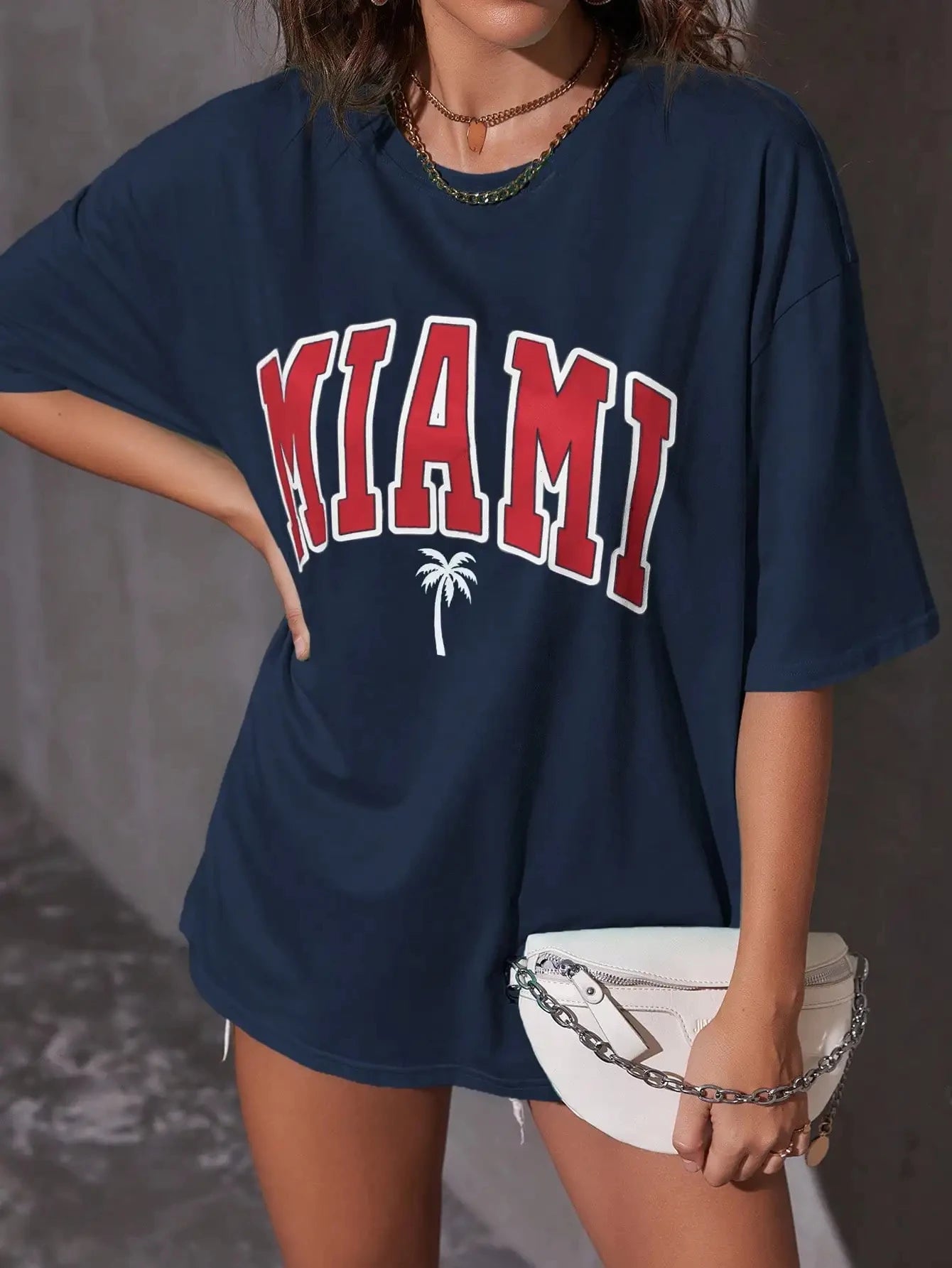 Miami Coconu Tree Beach Printing Womans T-Shirts Casual O-Neck Short Sleeve Fashion All-math Cotton Clothing Simple Womens Tops