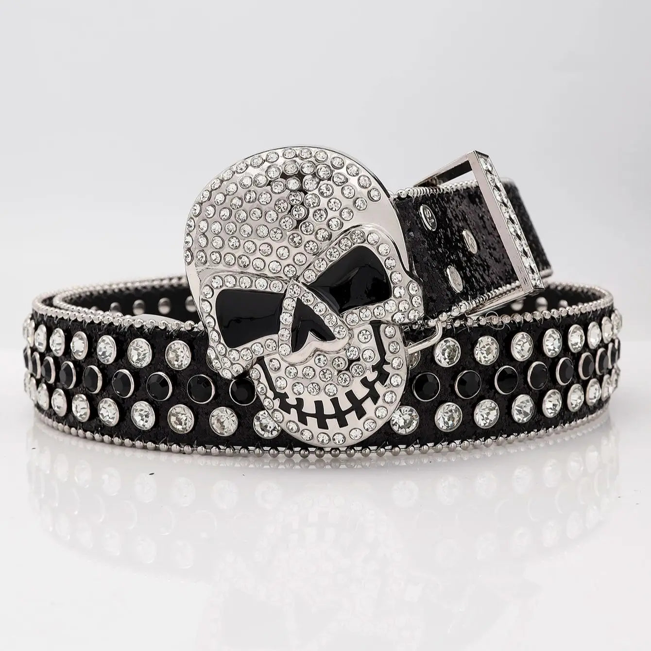 All New Rhinestone Skull Belt Unisex designer