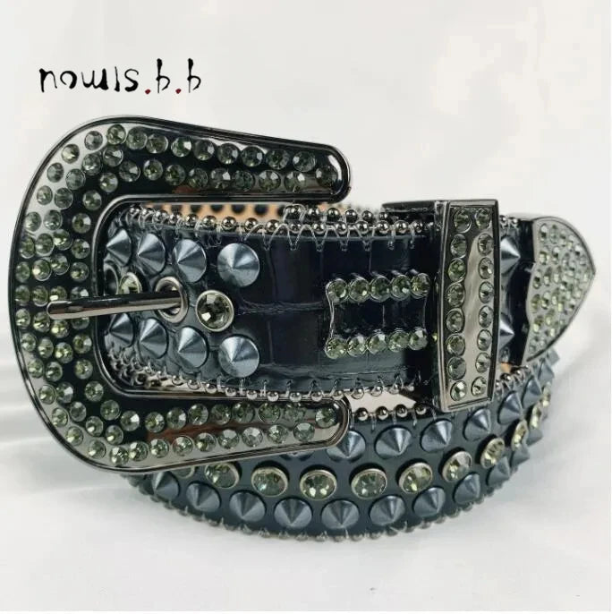 2025 Punk Western Rhinestones Diamond Belts Leather Studded Bing Belt Cinturones Para Mujer Y2K Cowboy Cinto De Strass For Men Women