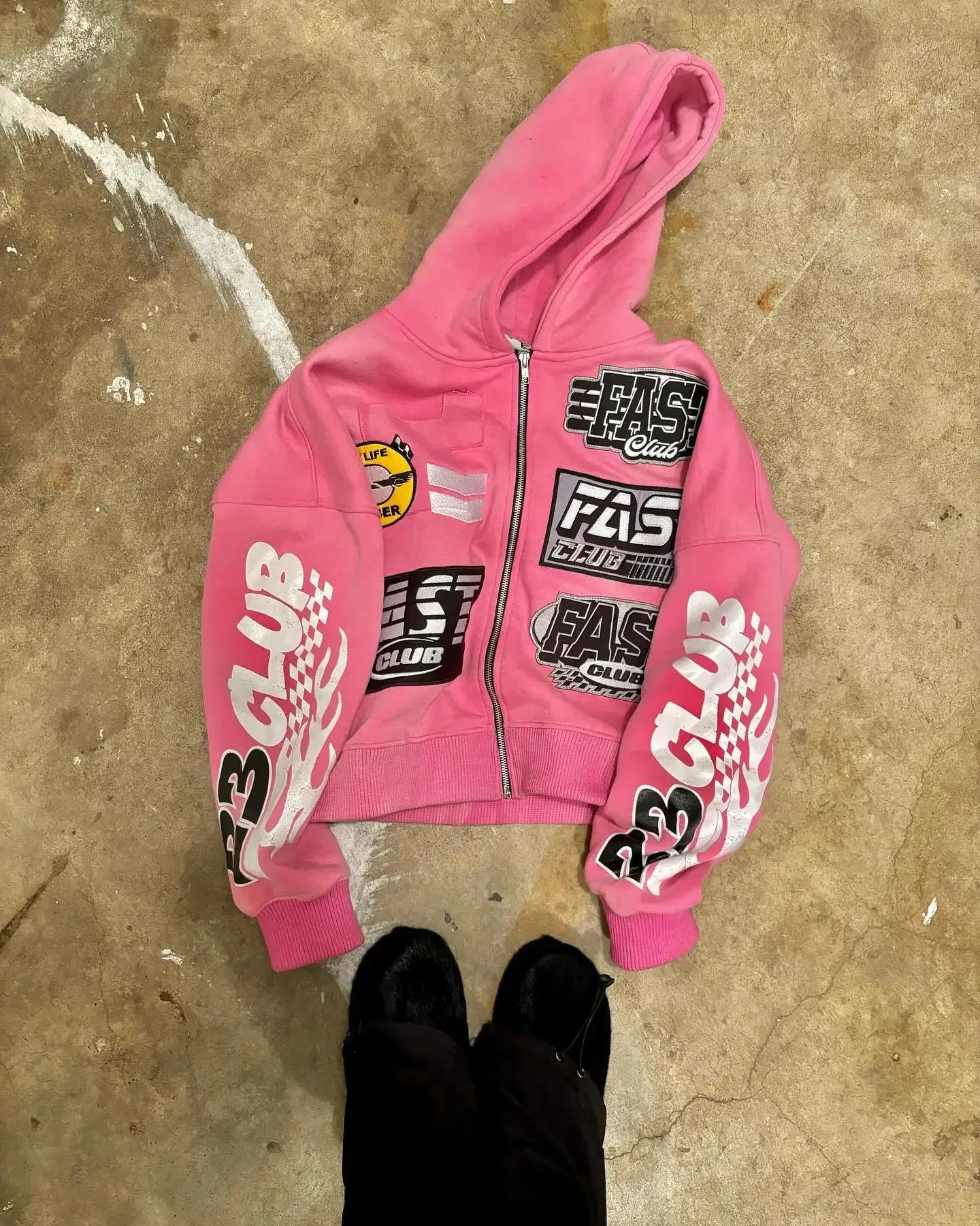 2025 Streetwear Gothic Fashion Men Women's Letter Printed Zipper Pink Hoodie Y2k Casual New Retro Harajuku Loose Long Sleeved Jacket Hip-hop Hoodie