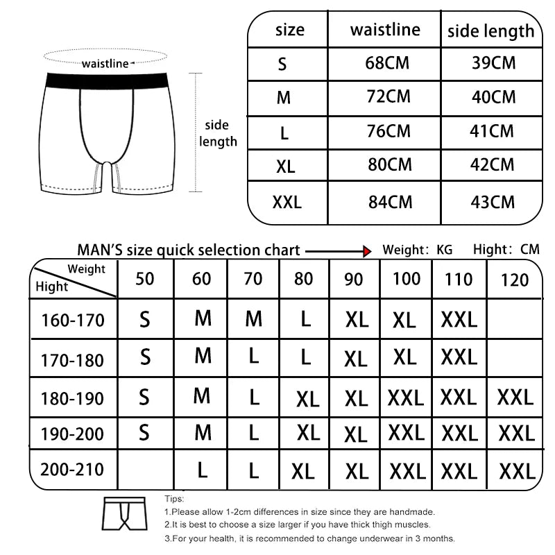 2025 Men Underwear Boxers Men's Breathable Printed Male Underpants Plus Size Man Boxer Briefs Mens Trunks