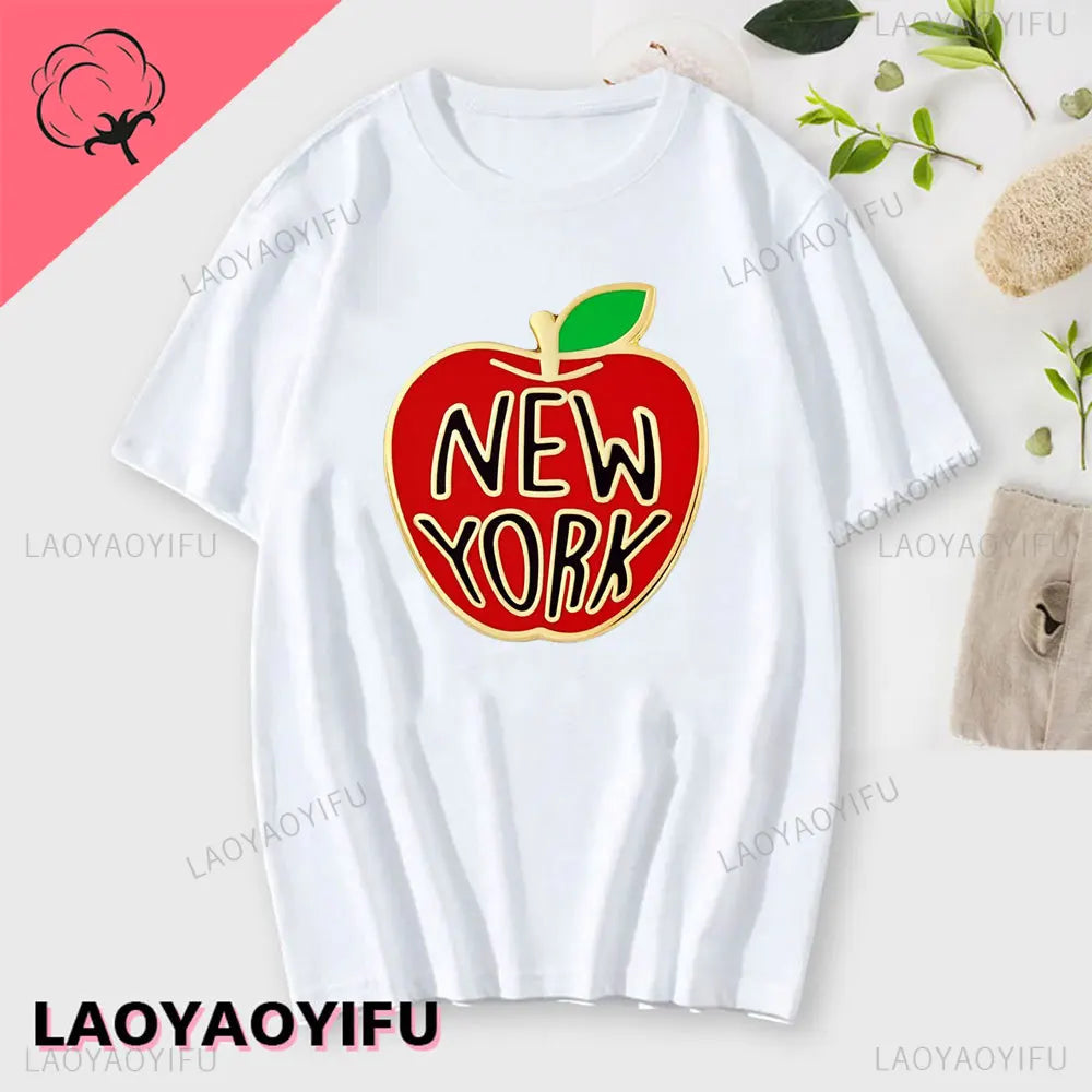 I Love New York Man's Cotton T Shirt NY Heart Souvenir Funny T Shirt Fashion Gift Comics Classic Apparel Streetwear Short-sleev