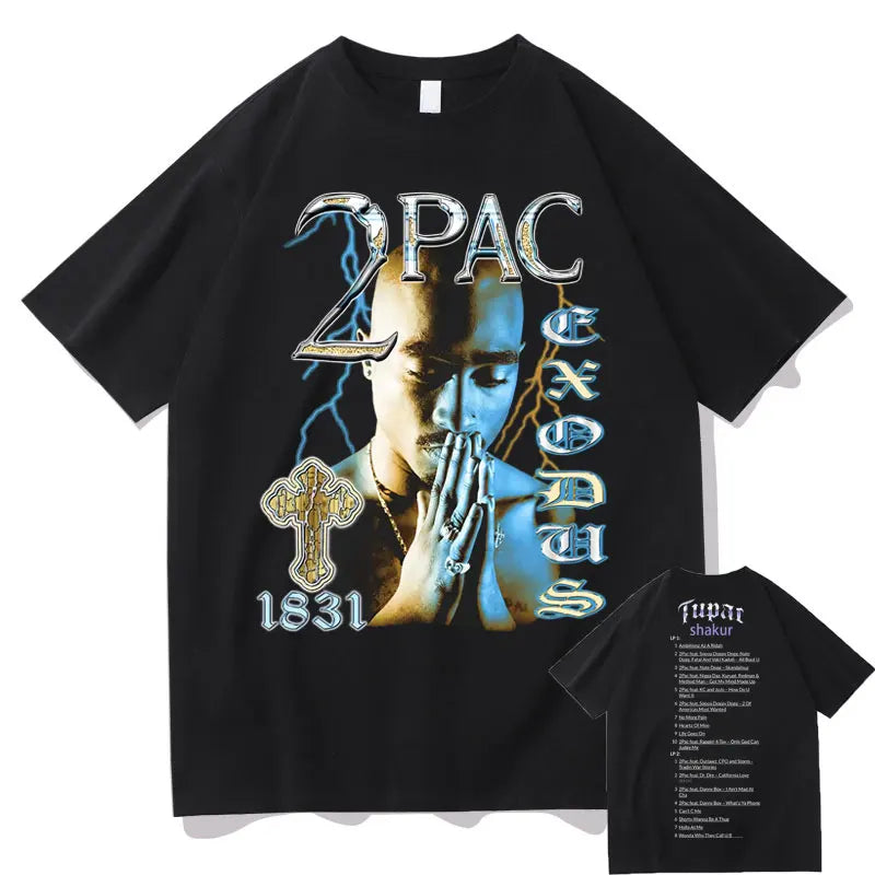 New Rap Tupac 2pac ALL EYEZ Motorbike Vintage Print T Shirt Men Women 100% Pure Cotton T-shirts Playboi Carti Hip Hop Man Tshirt