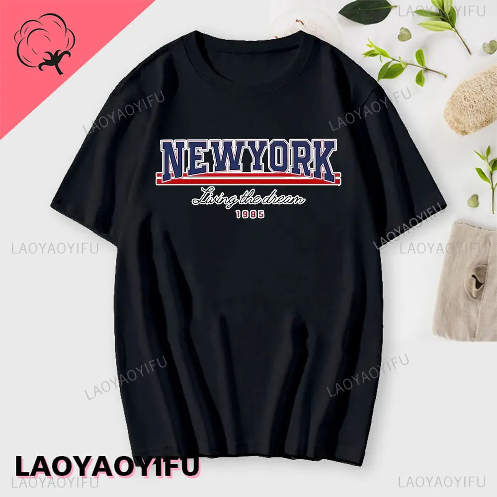 I Love New York Man's Cotton T Shirt NY Heart Souvenir Funny T Shirt Fashion Gift Comics Classic Apparel Streetwear Short-sleev