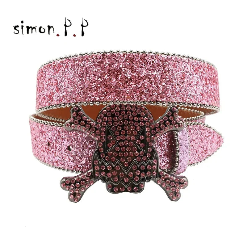 BIG SKULL Rhinestone Western Belts