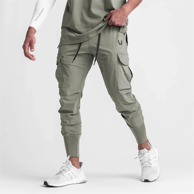 2024 New Men's Cargo Pants Summer Thin Loose Quick-Drying Elastic Leggings Running Training Sweatpants Casual Trend Trousers